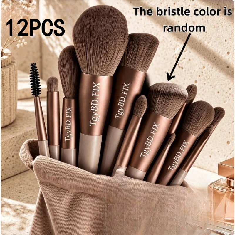 TEMU Tgybd.fix Brand 12pcs Makeup Brush Set, Suitable For Eyeshadow, Foundation, Bb Cream, And Concealer. Portable Travel Cosmetic Kit For Women'