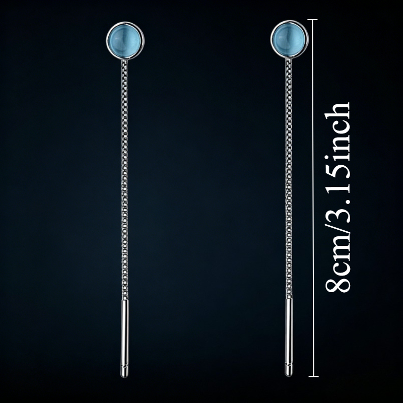Stylish Long Drop Earrings for Women in Sea-Blue Design