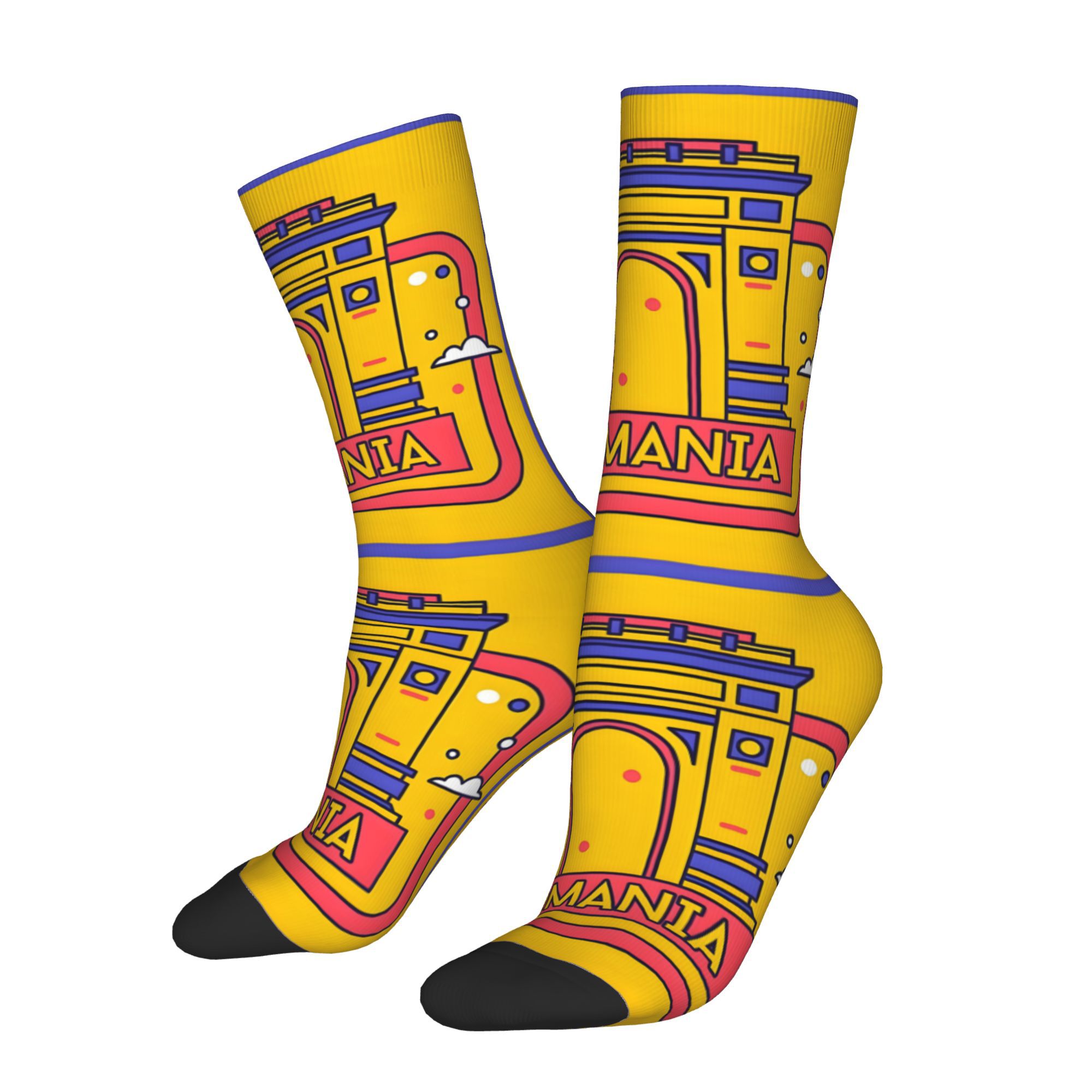 TEMU A Heart Of Romania Unisex Fashion Print Socks Suitable For Outdoor Leisure Sports Outfit Coordination Soft And Comfortable