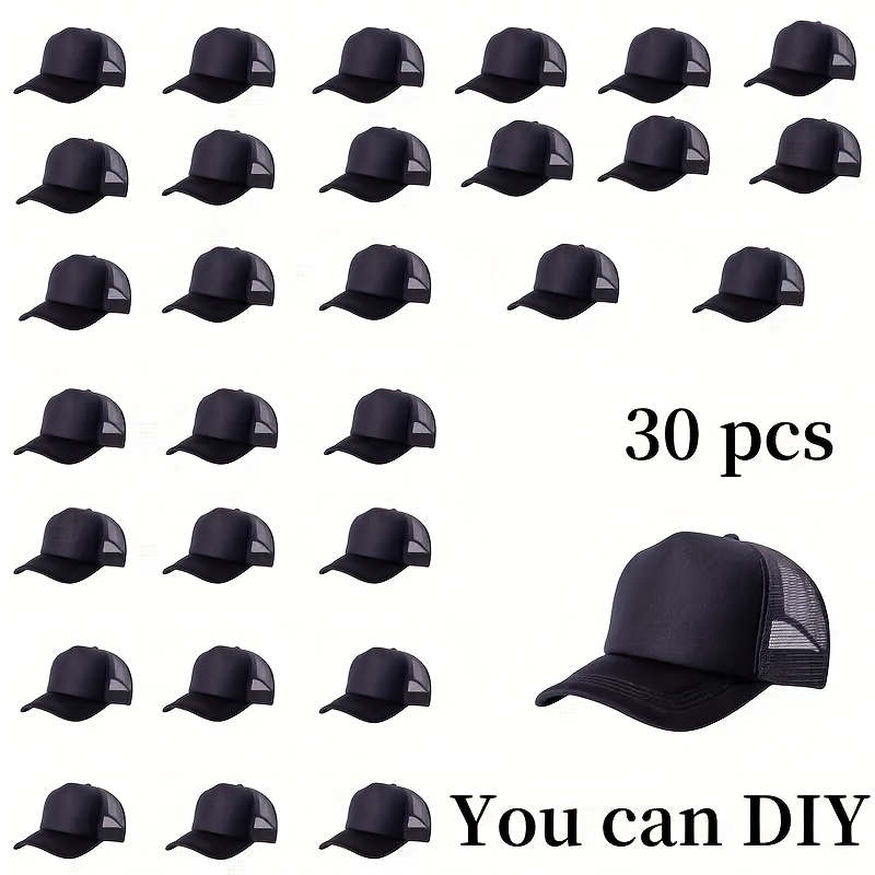 TEMU 30 Gorras de Personalizables - Gorras Ajustables con Malla Transpirable y Paneles para Transferencia de , Gorras al por Mayor para Corporativos,