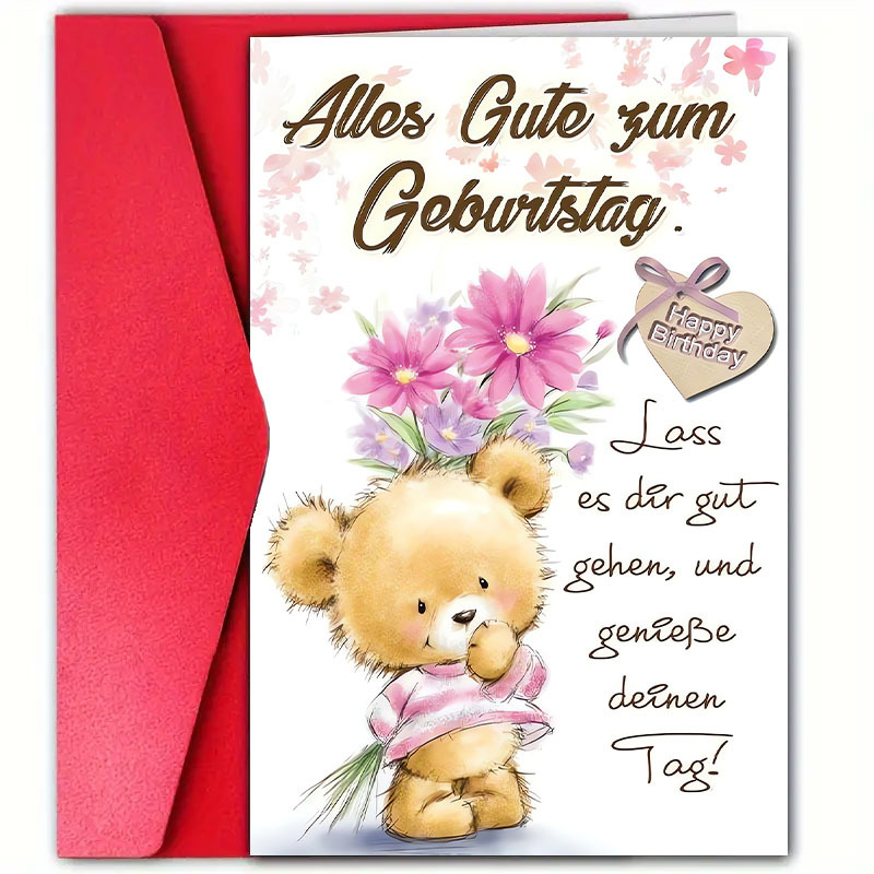 

German Birthday Greeting Card With Envelope - Friends, Family & All (4.7"x7")