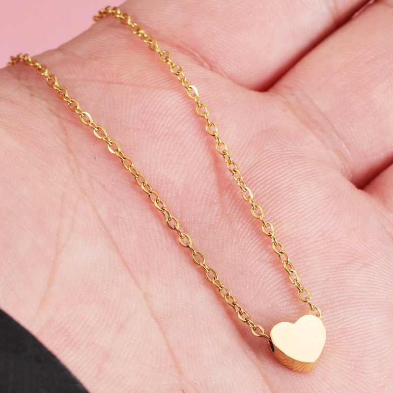 Stainless Steel 18k Golden Plated Heart Pendant Necklace