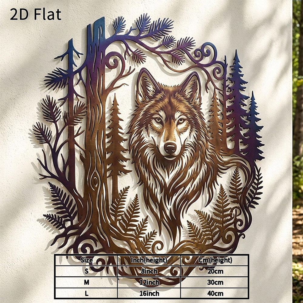 TEMU 2d Flat, 2d Flat 1pc Wolf Wall Wildlife Sign Durable Nature Plaque For Cabin Living Room Porch Outdoor Decor Unique Gift For Father Husband