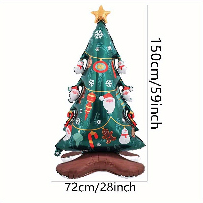 TEMU 1pc 59-inch Standing Christmas Tree Shaped Foil Balloon, Birthday Party Atmosphere Decoration, Christmas Themed Event Setup