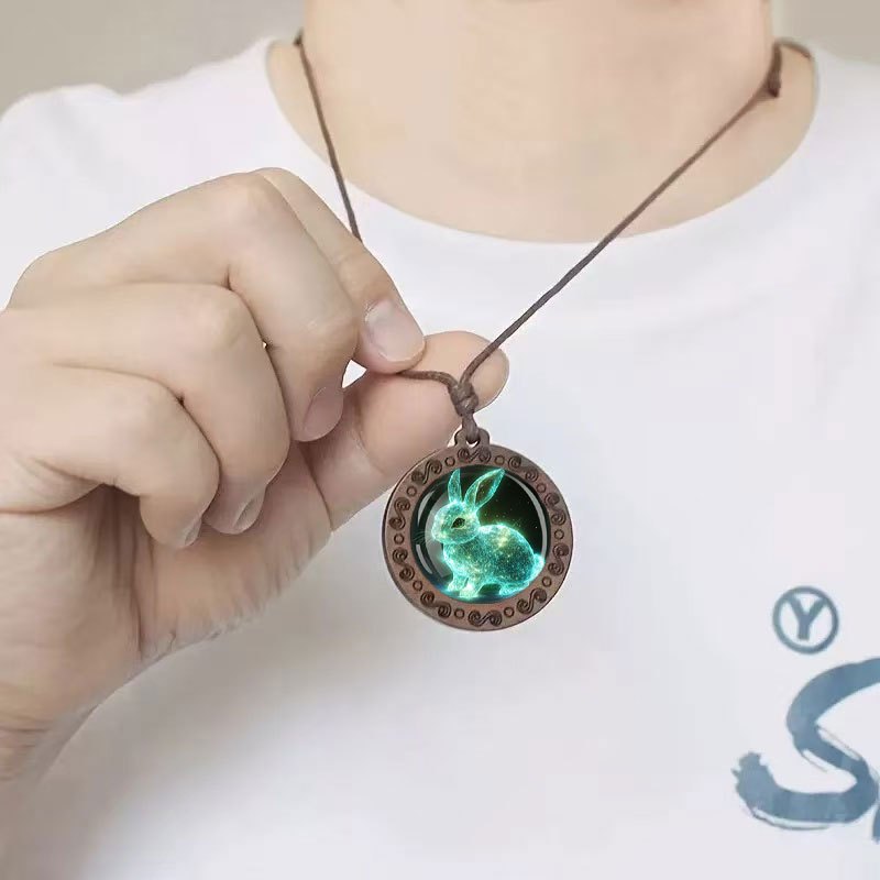 Green Artificial Jade Rabbit Design Pendant for Gift