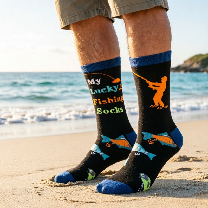 TEMU 1 Pair Of Fishing Socks For Men And Women. Men's Fishing Gifts, Unique And Fun Christmas. Men's And Women's Socks. Gifts, Additions. Birthday