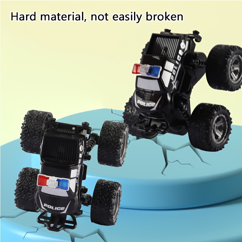 police car rotatable Four-wheel Drive Inertial Stunt Off-road Vehicle Model Children's Toy Boy Toy Car Stall Toy Inertial Off-road Vehicle Toys Super Resistant Climbing, As Halloween Gift