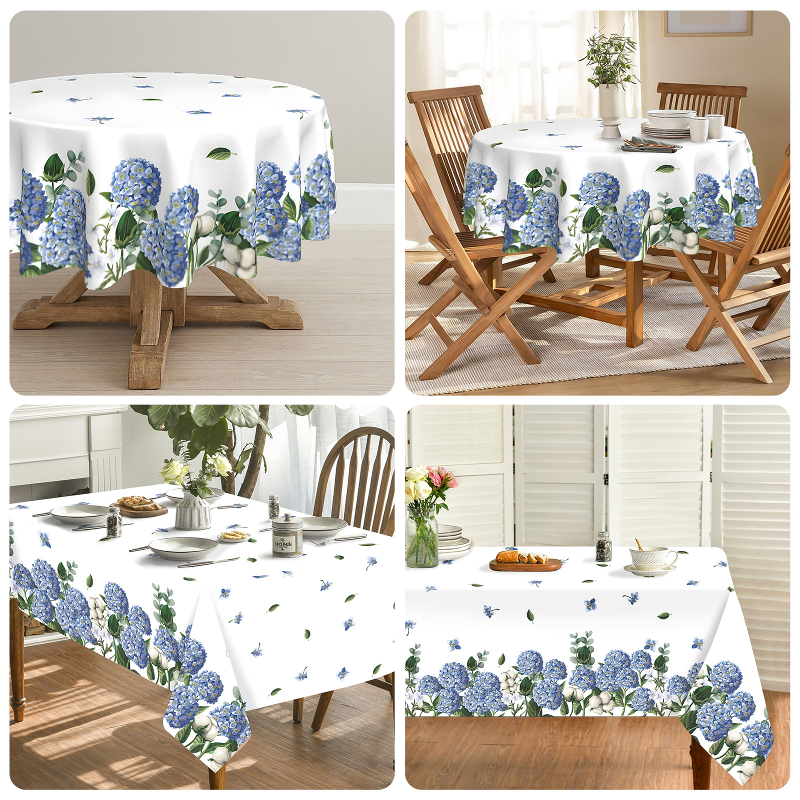 

1pc, Round Polyester Tablecloth, 100% Polyester Woven, Watercolor Hydrangea Blooming , Machine Made, Ideal For Easter Party, Picnic, Dinner Decor