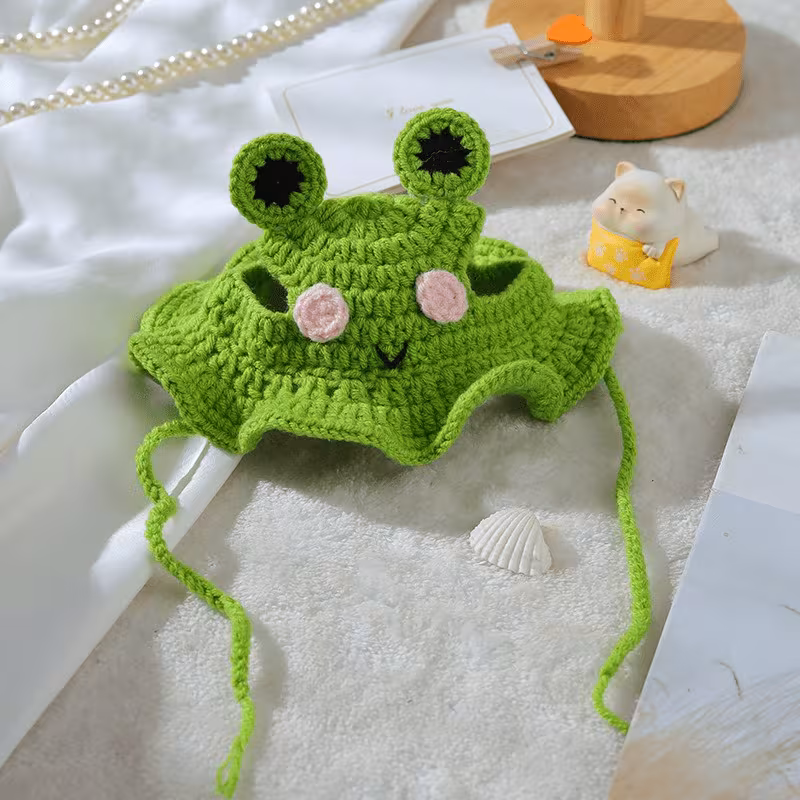 hat adjustable frog strawberry style cat hat suitable for cat and dog birthday hats holidays travel and photography soft and floral decoration breathable and comfortable headwear Product details 5