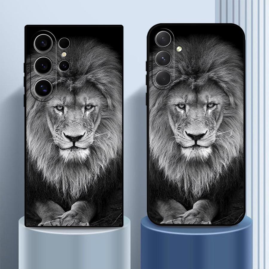 

Lion Animal S25 Ultra S24 S23 S22 Plus S21 S20 Fe Phone Case For Note 20 Ultra Matte Silicone Shockproof Casing Protective Cover