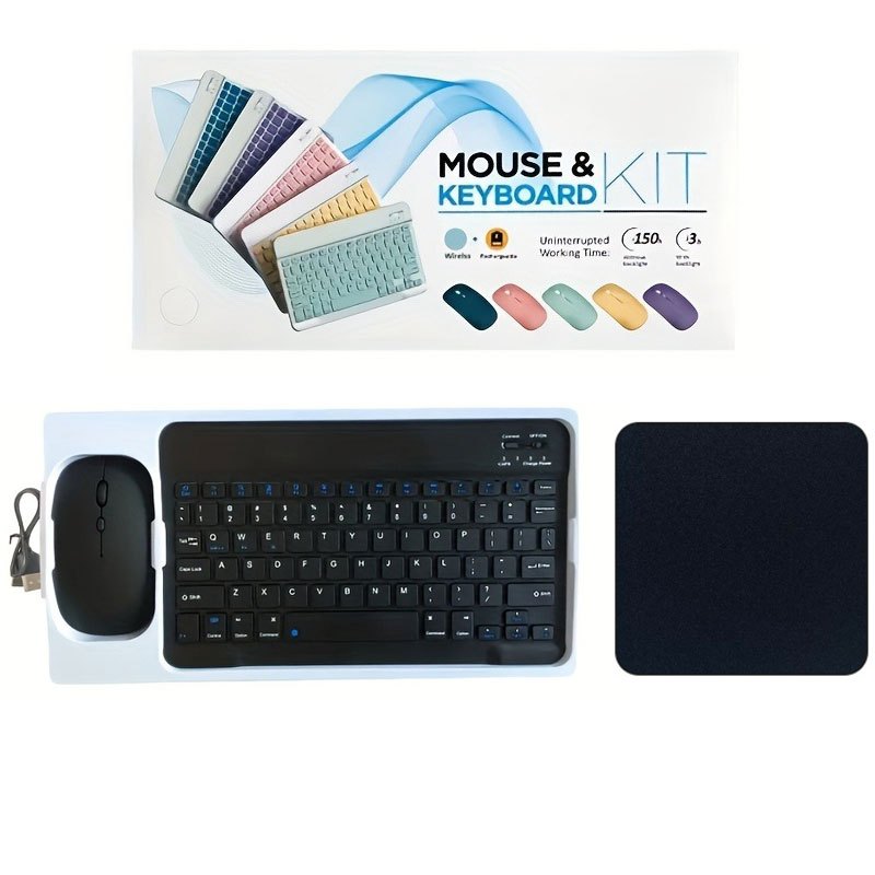TEMU 4pcs Portable - Quiet Rechargeable Wireless-compatible (for /) Computer Keyboards With Usb- Mouse Pad Suitable For Phones, Tablets, Pcs,
