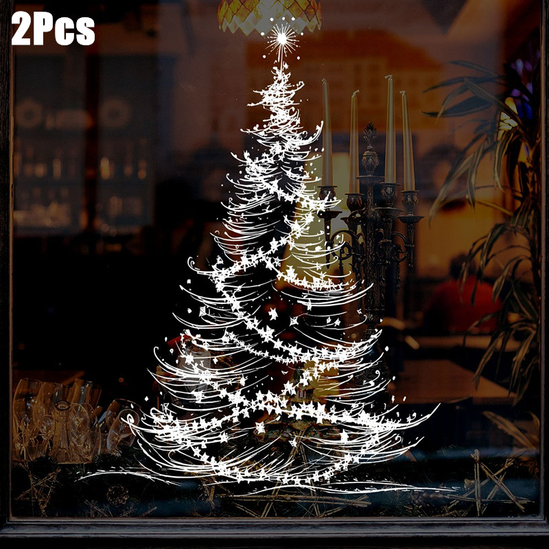 TEMU 2pcs Christmas Christmas Tree Window Sticker For , For Bedroom, Living Room, Home Decoration, Festive Atmosphere, Holiday Decoration, Window
