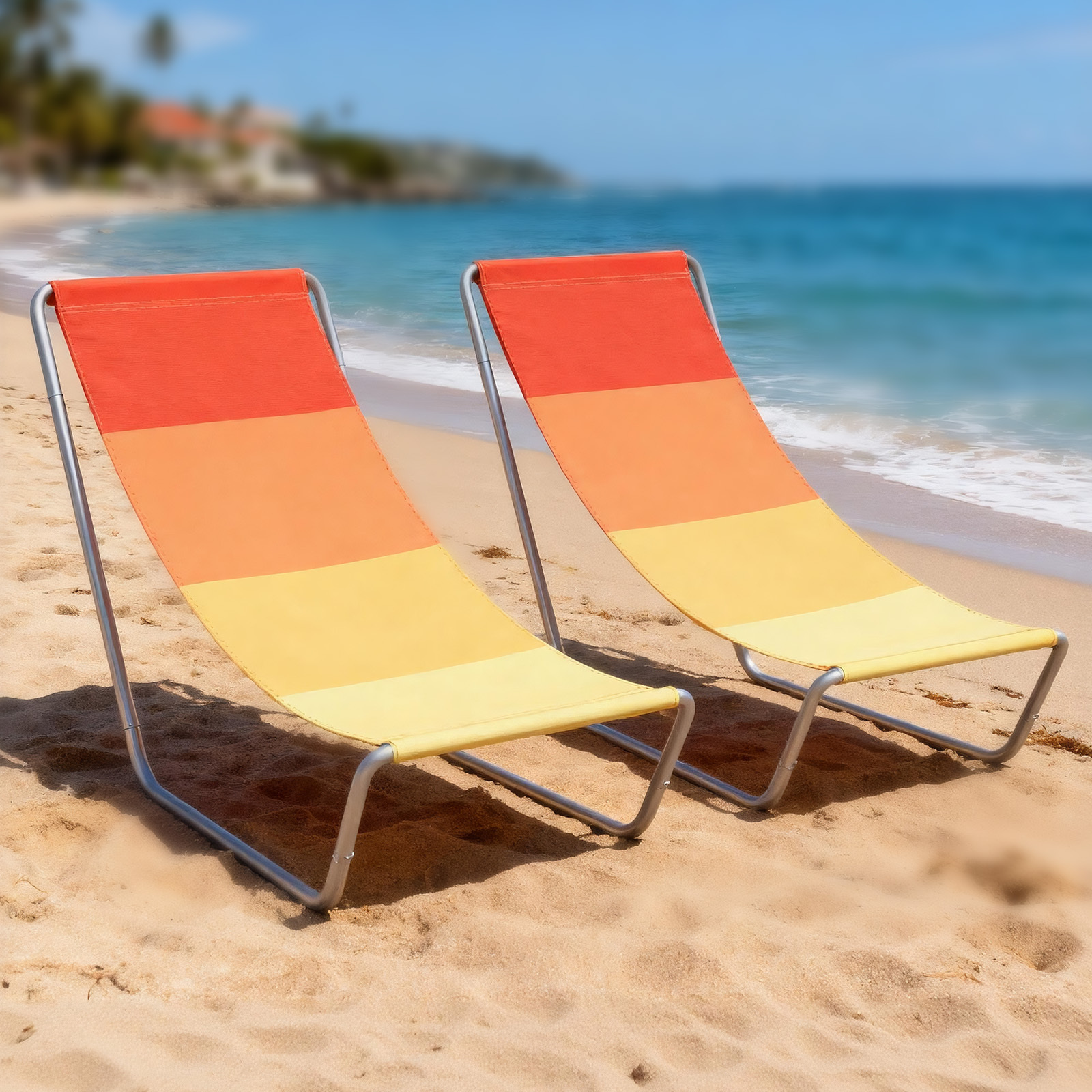 Folding Chair, Lightweight Portable Sling Camping Chair With Carry Bag, 600d Oxford Fabric Low Reclining Beach Chair For Outdoor Patio Garden Camping