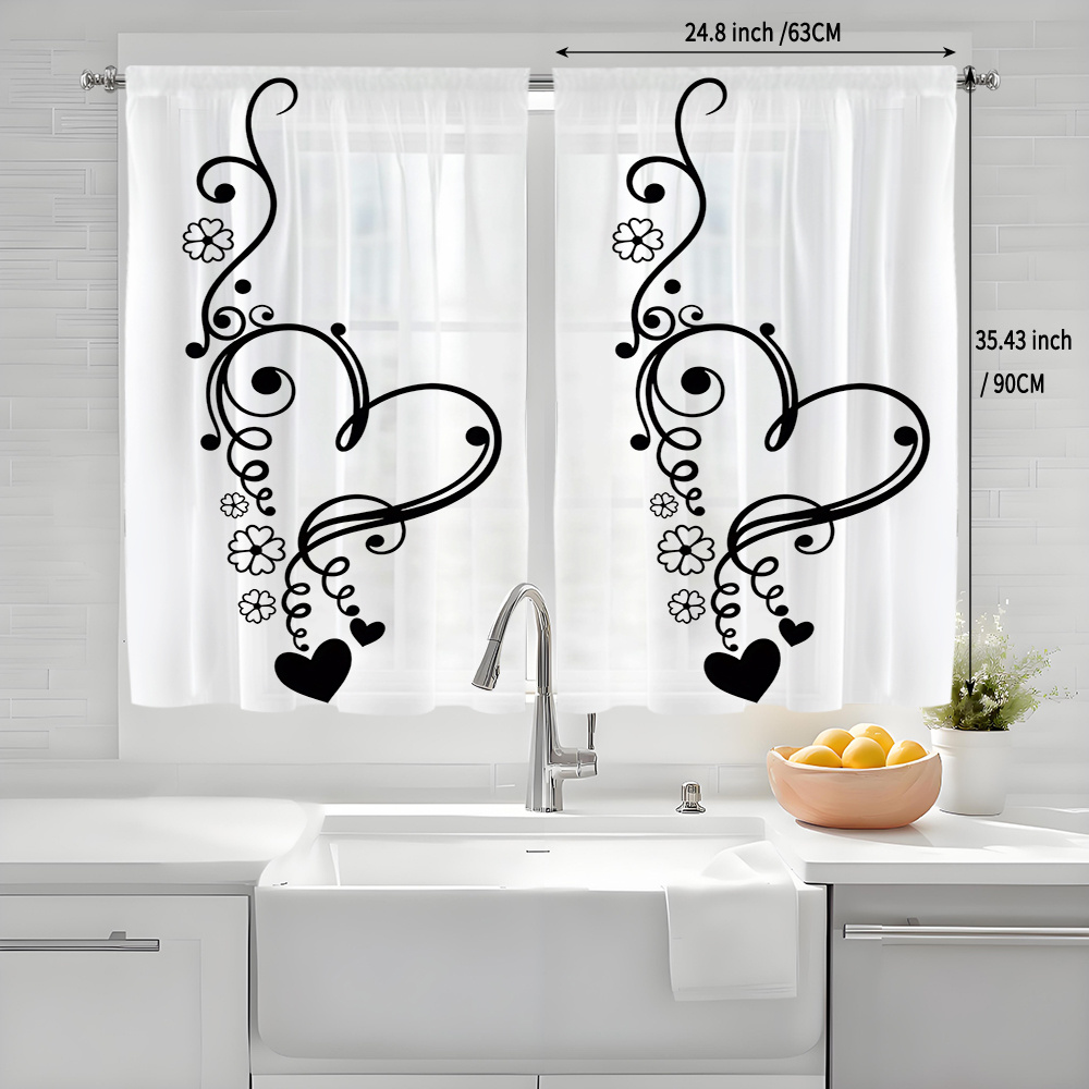 TEMU Ensemble de 2 pièces, Petite rideau en , Impression d'art ethnique, Motif de cœur, Enroulement, , , Art, Décoration de festival de , Petit écran