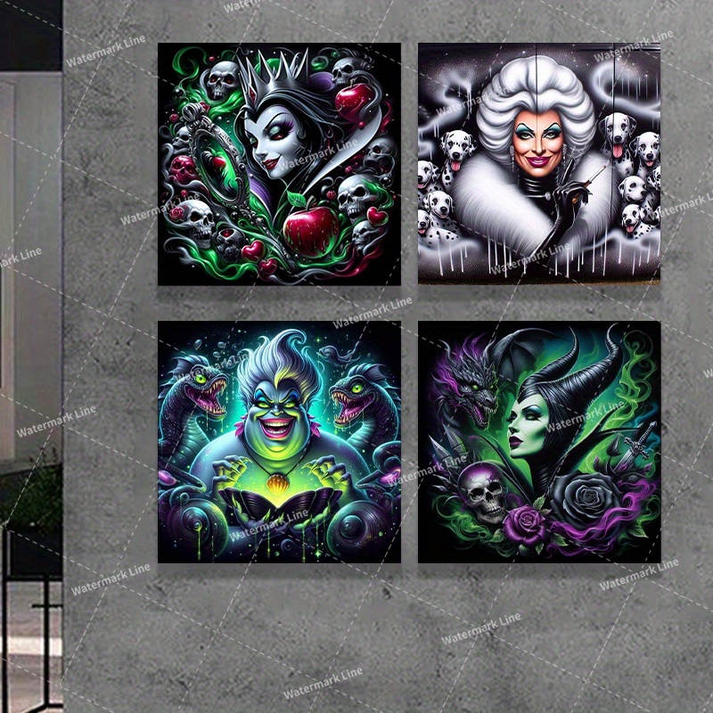 8pcs diy 5  painting art set cartoon pattern villain     maleficron   queen of hearts captain scar a   for family interaction fingertip art personal relaxation   suitable for all ages handcrafted   outdoor   room decoration a great gift for teachers family and