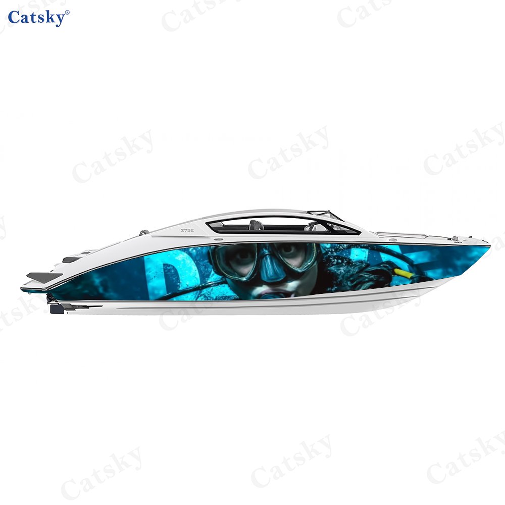 Deep Sea Diving Boat Stickers, 2pcs