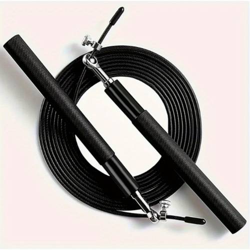 1pc cuerda de rápida y resistente en acero inoxidable con giratorio 360°, mango compuesto ajustable & antideslizantes de aluminio - 2-en-1 / para fitness boxeo entrenamiento gimnasia - ideal para en casa o ergonómica deslizante rotación a cardiovascular ejercicio elástico largo s