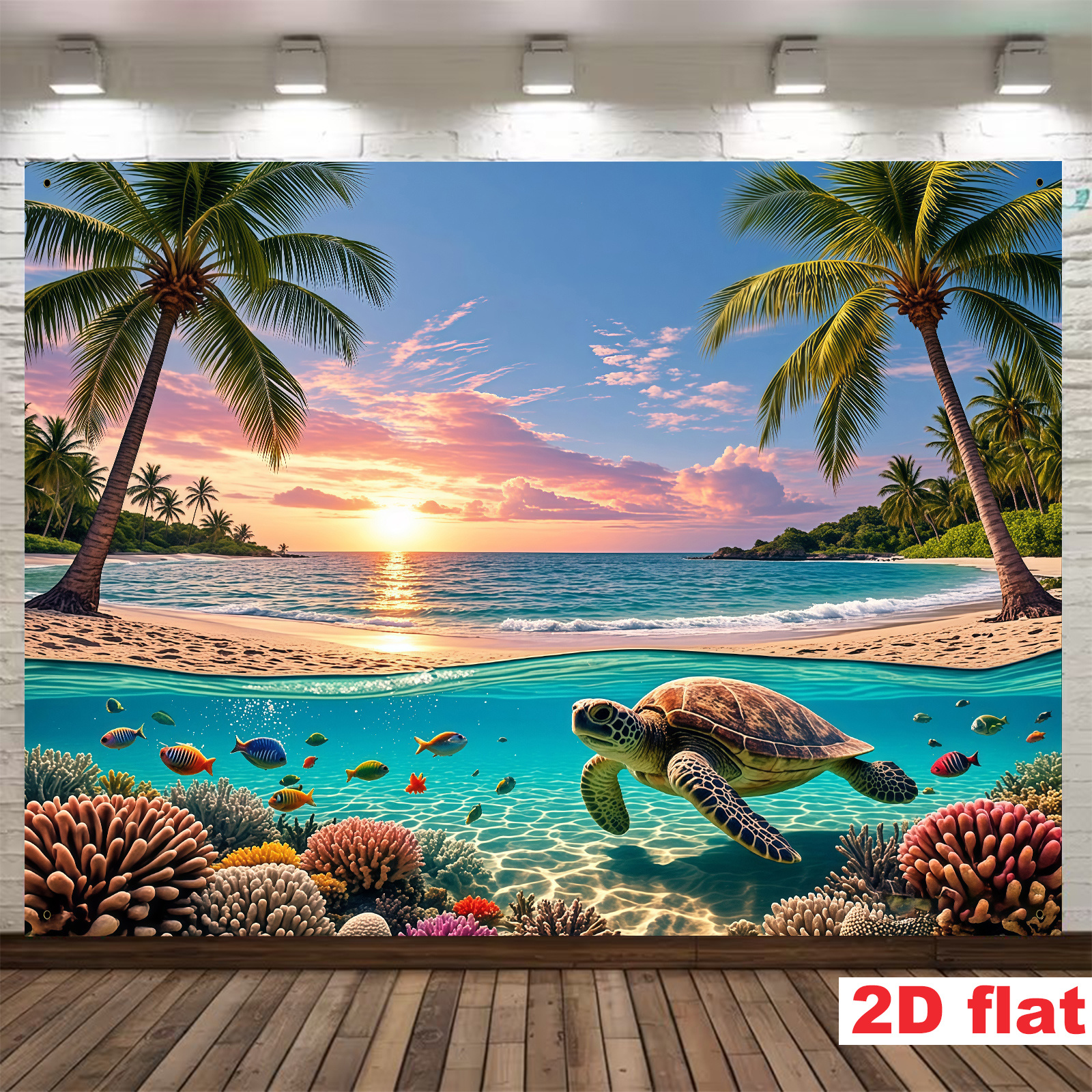 Tropical Beach Theme Polyester Backdrop Banner For Party Decor_voghion.com