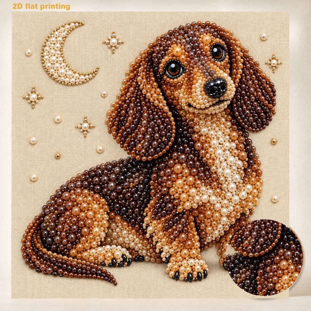 TEMU Kit de peinture d'art perle, autocollant de perle fait main, chien saucisson, peinture décorative d'art, perles rondes brillantes, kit de