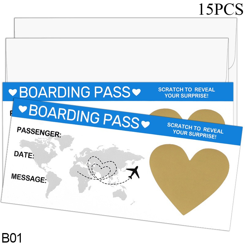 TEMU 15 Tarjetas Rascables de Pase de con Sobres - Diseño de de Avión para con Temática de Viaje, Fiestas de Despedida de Soltera y - Juegos de Rasca