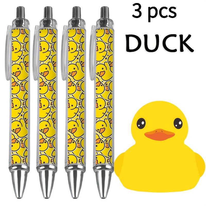 TEMU 3pcs Cute Pen Set: Yellow Series , Ballpoint Or Gel Pen Styles, Black Ink, Smooth Click