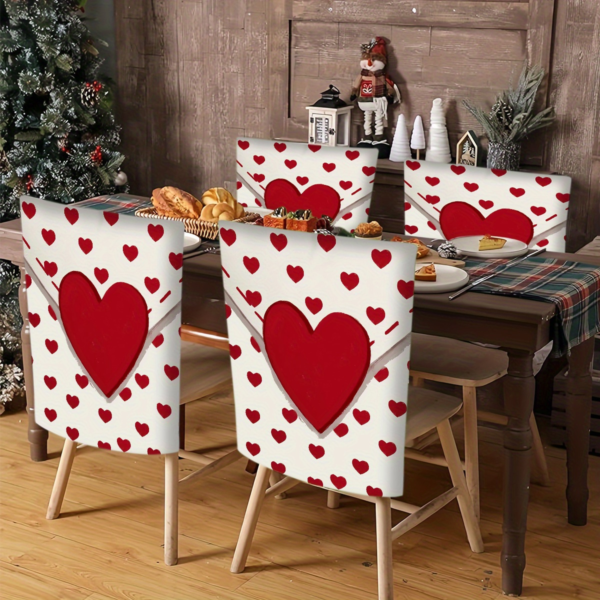 TEMU Set Of 2 Valentine's Day Plush Chair Covers Featuring A Heart-shaped Envelope Design. Removable Covers Are Ideal For Home, Office, Parties, And
