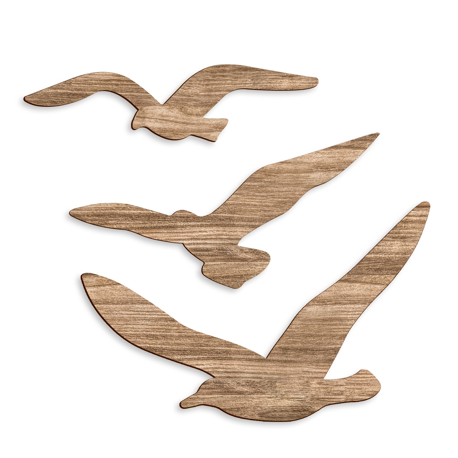 E-shop 3-teiliges Set rustikale nautische Wanddeko – Möwen- Seevogel-Wandskulpturen aus Holz, Strandgemälde, geeignet für Küsten-