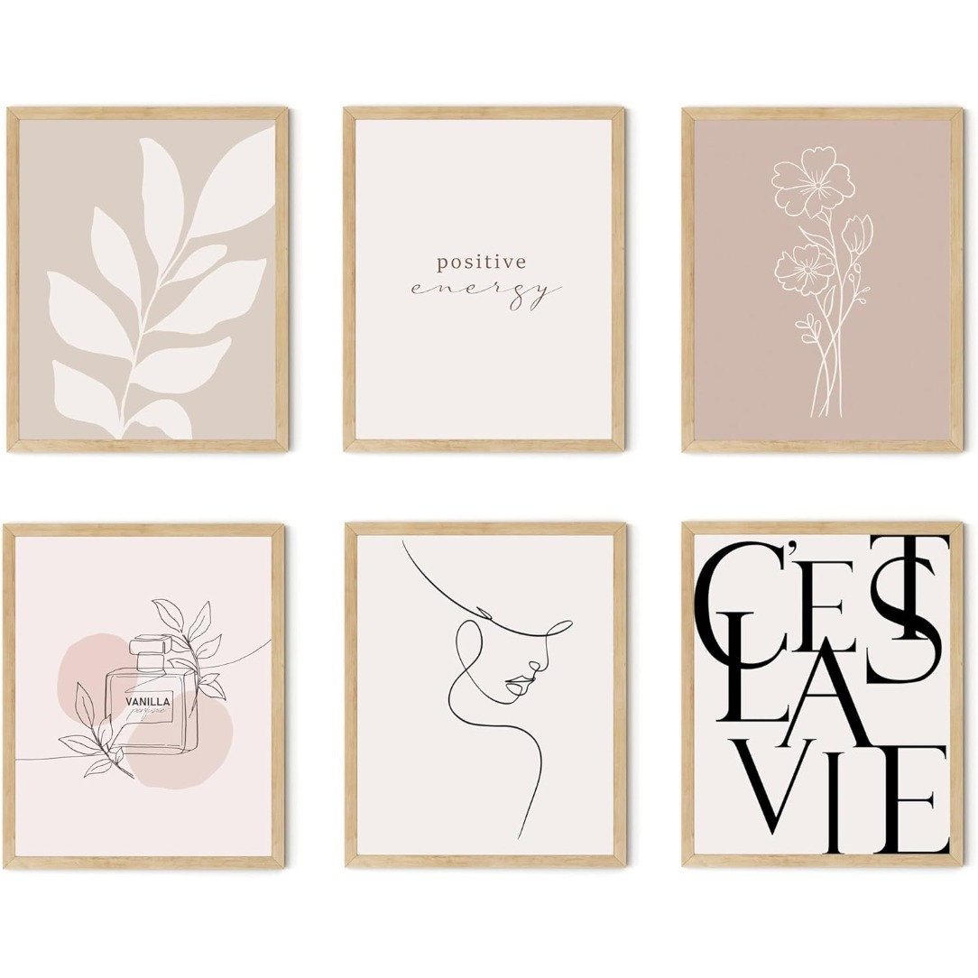 

6pcs Vanilla Room Decor Set, Aesthetic , Minimalist Posters, Abstract Neutral Prints, 8x10 Inch, For Bedroom, Living Room, Office