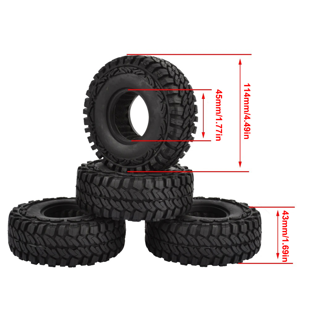 Set De 4 Pneus RC Rock Crawler 1,9” 100 Mm – Pour Échelle 1/10 D90 Axial SCX10 – Caoutchouc Haute Qualité