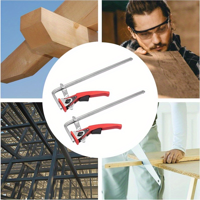 Image of Gdrasuya10 One-handed Clamps Set Of 2, Ratchet Screw Clamps Set 300mm, 120° Angle Adjustable 600n Clamp, Table Clamp, Lever Clamp, Quick Release Clamp For Woodworking Diy