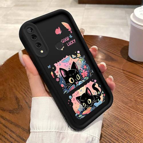 item picture phone case suitable for huawei honor y9 prime 2019 ladder phone case with cute kitten anime design exquisite and durable trendy and behaved and quirky fashionable and cute for girls anti stain aesthetic