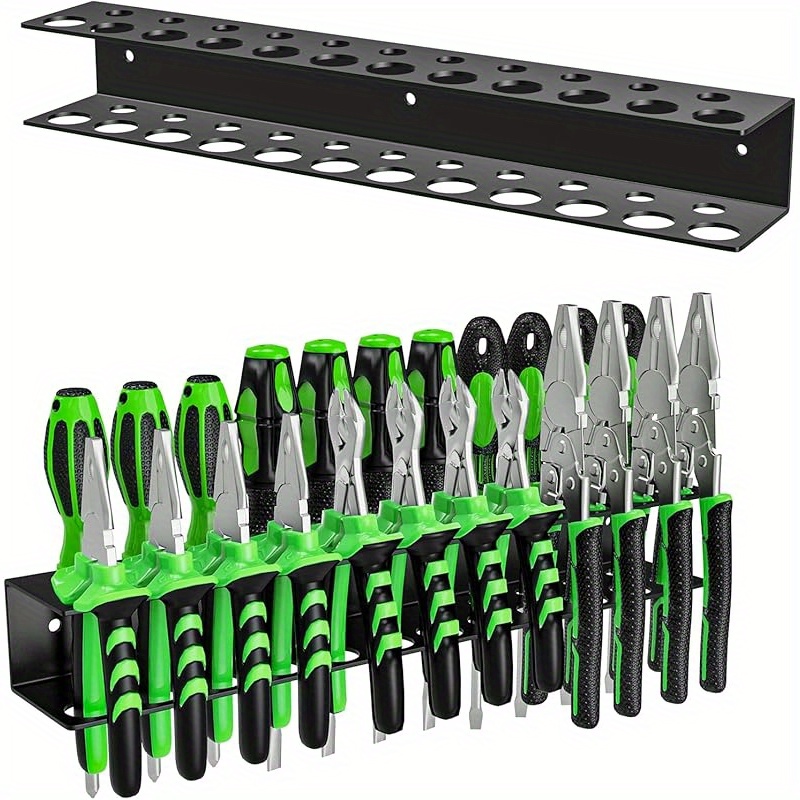 Image of Wall-mounted Screwdriver And Pliers Holder, Heavy-duty Metal Practical Storage Rack For Pliers And Small Tools, Screwdriver Storage Box Suitable For Garage, Home, Workshop, And Shed (23 Holes, 1pc)