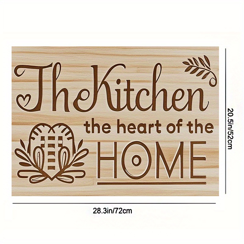 TEMU 1pc Stove Cover Protector, 2d Wood Grain "the Kitchen Of Home" Design, Stylish Heat-resistant & Anti-slip, Easy To Clean, Any Kitchen, Washing