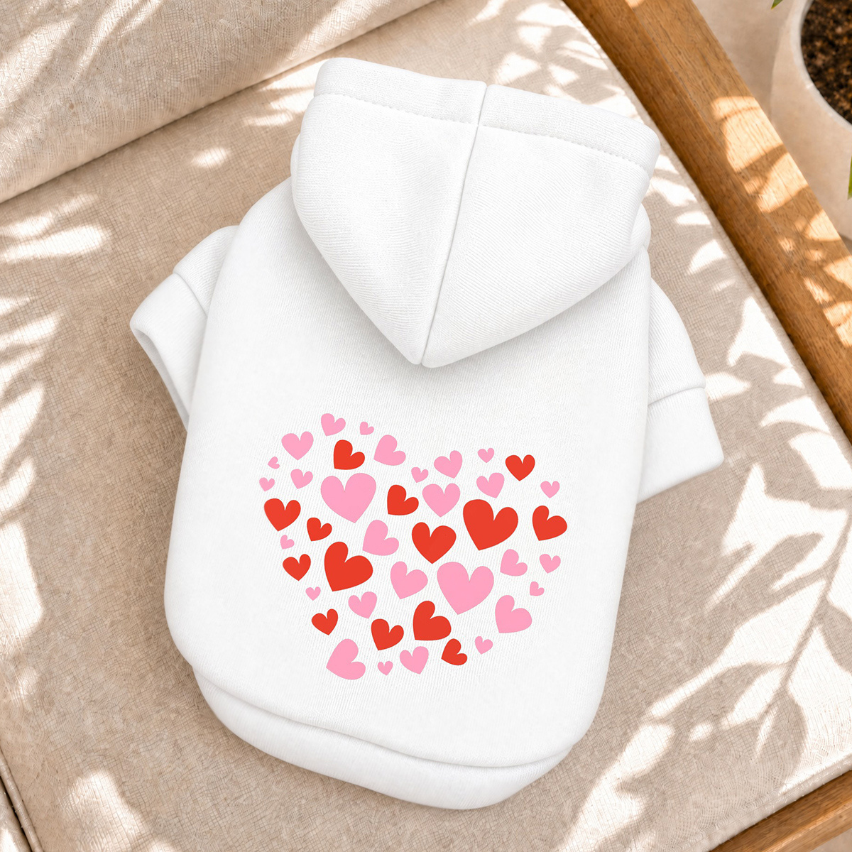 TEMU Cat Sweatshirt With Simple Heart Print Design, Soft, Skin-friendly, Breathable, And Non-constricting Pet Clothing. German- Specifically For
