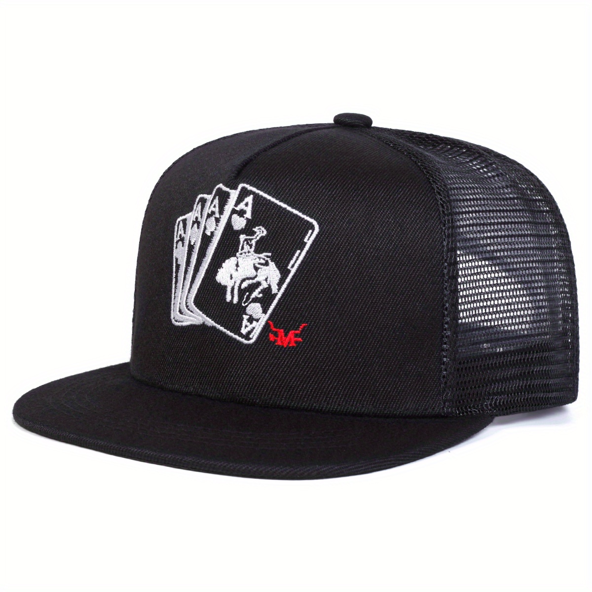 TEMU 1 Men's Poker A Mesh Baseball , Outdoor Adjustable Fashion Casual Hat, Suitable For Spring And Autumn , Travel, Beach Parties