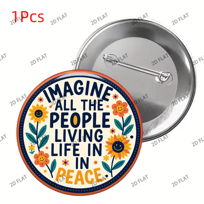 TEMU 2d Flat, 2d Design: All People Living In Peace- Vintage- Badge, Durable And Stylish, Suitable For Clothes, Backpacks, Hats, Pants, A Perfect
