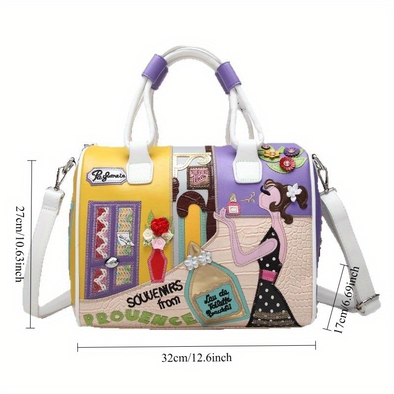 2025 new doodle graffiti boston bag women fashionable - Temu