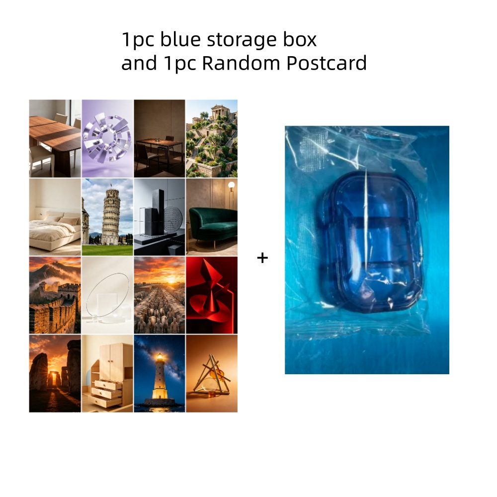 TEMU 2pcs Set(1pc Blue Storage Box+1pc Random Postcard) 1pc Portable Mini Storage Box, With Weekly/daily Partition Design, Medication Bag And Pill