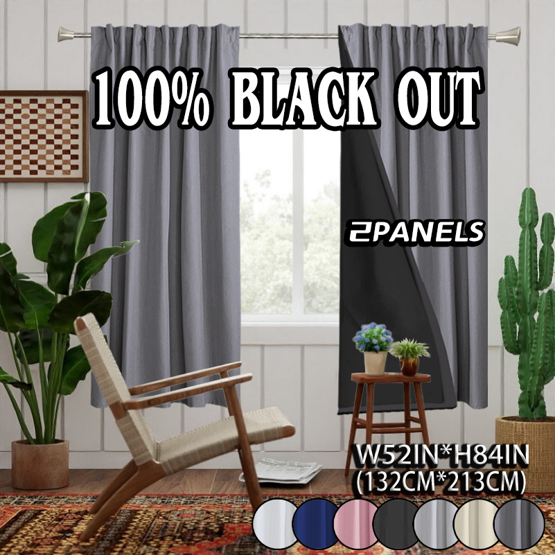 TEMU Lot de 2 rideaux occultants 100% noir, style à suspendre à la tringle, protection solaire, protection de privée, isolation, réduction du bruit,