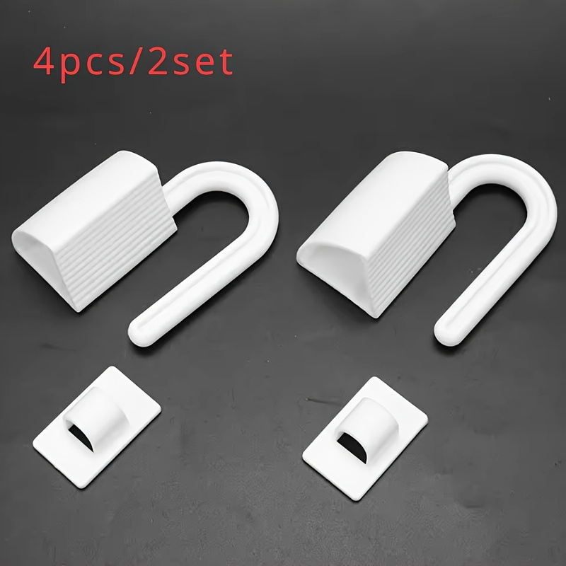 TEMU 4pcs/2set Safety Set To Prevent Finger In Door . Includes , Door Lock, And Draft Stopper. Features A Rotatable Door Hook To Prevent Door Closing