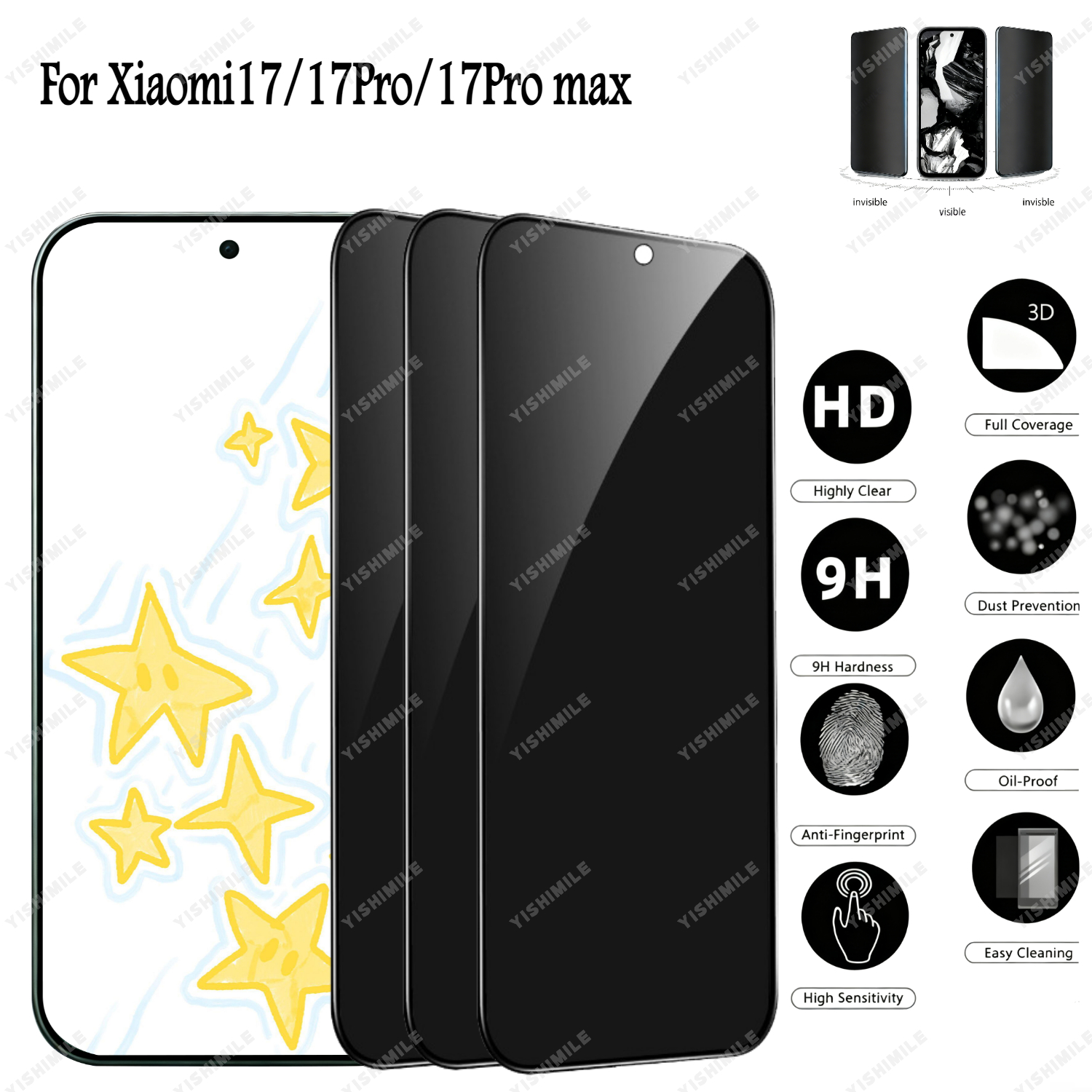 TEMU 3pcs Anti Tempered Film Suitable For Xiaomi17/17pro/17pro Max Anti Fingerprint Anti Scratch Bubble-free Precise Privacy Protection The Screen