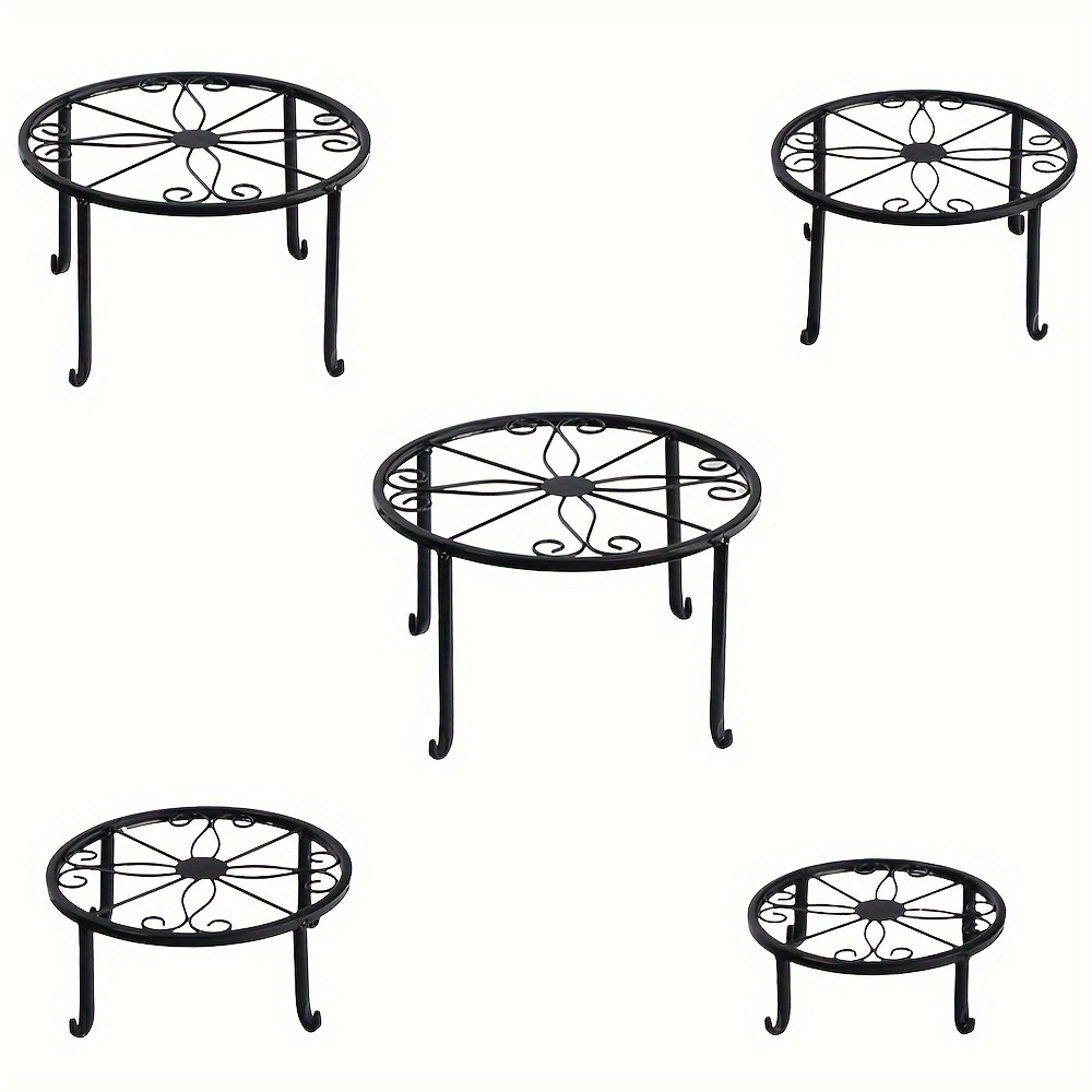 TEMU 3/4/5pcs Metal Plant Stand Set, Indoor And Outdoor Plant Stand, Multifunctional Heavy Pot Stand, Rustproof Round Plant Stand, Suitable For