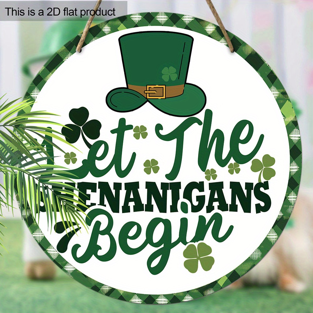 

1pc 's Day Wooden Sign - "let The Begin" - & Hat Design, Flat 2d Hanging Decor For Home, Garden, & Party, No Electricity Needed