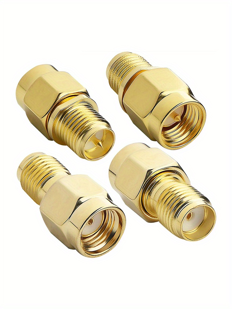 2 stuks SMA naar RP SMA Adapter RF Coaxiaal Connector SMA Man naar RP-SMA Vrouw Converter Goudgelegerd Koperen Messing