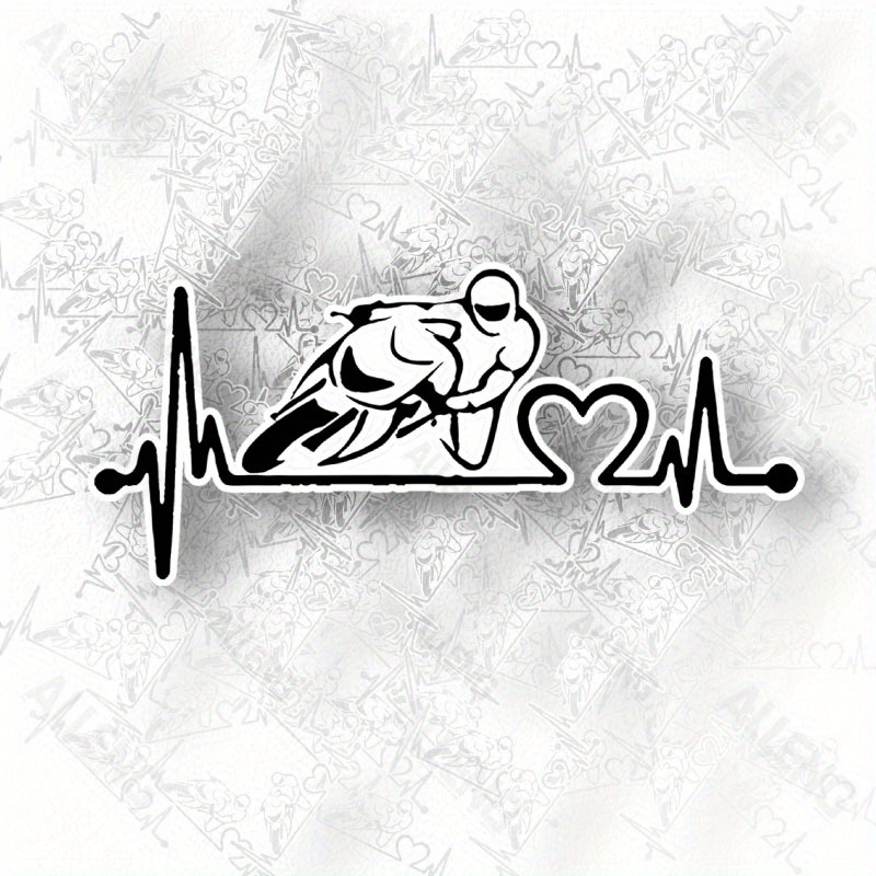 

1pc Motorcycle Heartbeat Vinyl Decal Pet Bumper Sticker For Trucks Bikes Scooters More