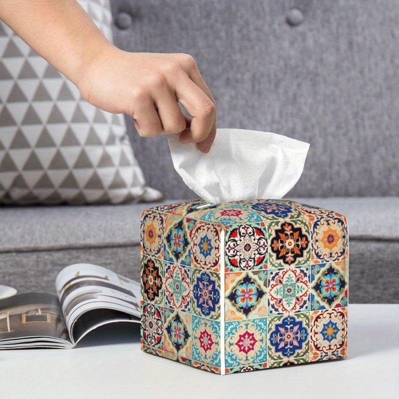vintage ceramic tile tissue box cover ethnic     durable stylish organizer for office kitchen car bathroom holds   tissues easy   decorative facial paper dispenser bathroom organizers and storage kitchen accessory   smooth texture   Product details 5