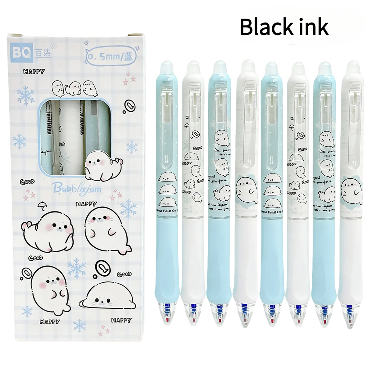 TEMU 8pcs Cute Erasable Gel Pens – 0.5mm Erasable Ink, Easy Error Correction, Adorable Cartoon Design Makes Studying Fun, Must-have For