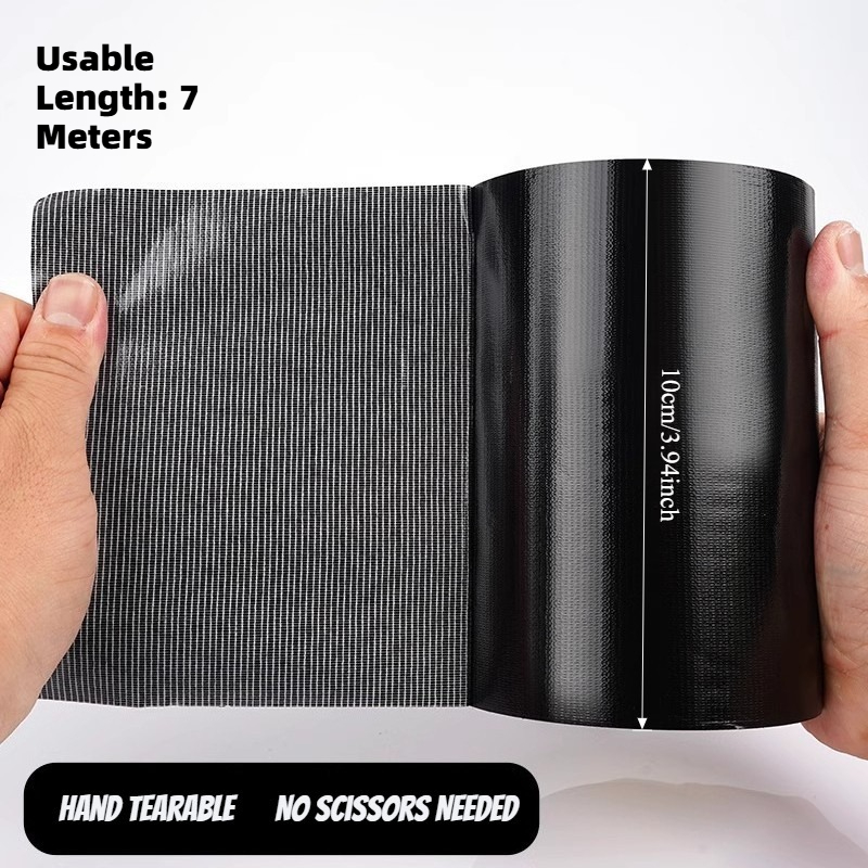 TEMU 1 Roll Product Width 10cm X Length 7m Black Widened Cloth Base Tape Single-sided Strong High- Light-blocking Privacy Window Sealing Sticker