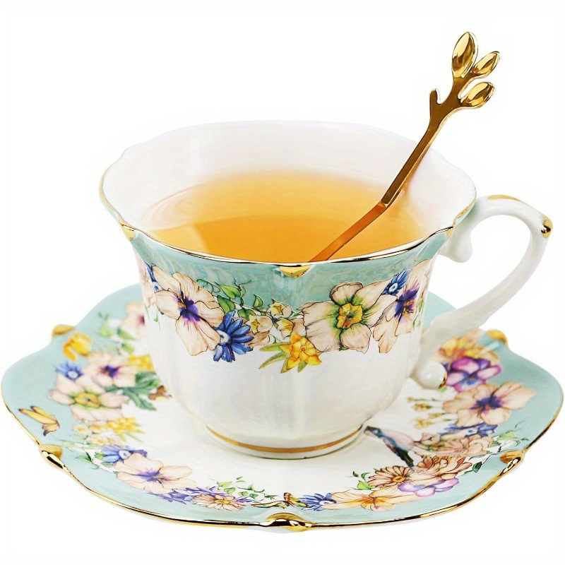 3pcs vintage floral tea cup and saucer set with   - light   porcelain, insulated ceramic, hand wash only, ideal for women s  ,   1 cup and 2 saucers, tea   | elegant tableware | durable ceramic, tea party supplies Product details 4