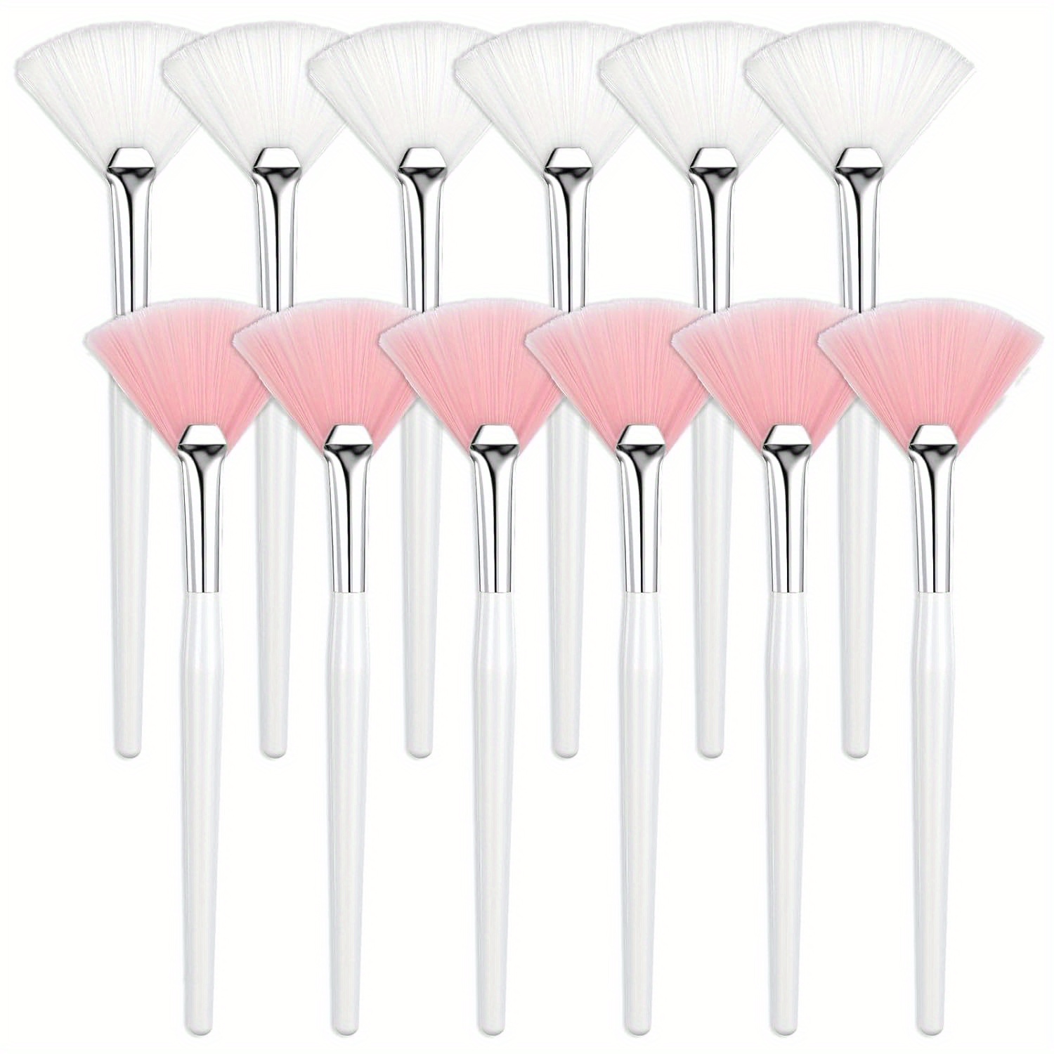 Set Of 12 Fan-shaped Face Mask Applicators, Soft Makeup Brushes Designed For Facial Cosmetics, Including Tools For Applying Mud, Cream, Highlighting, And Blush, Suitable For Women And Estheticians.